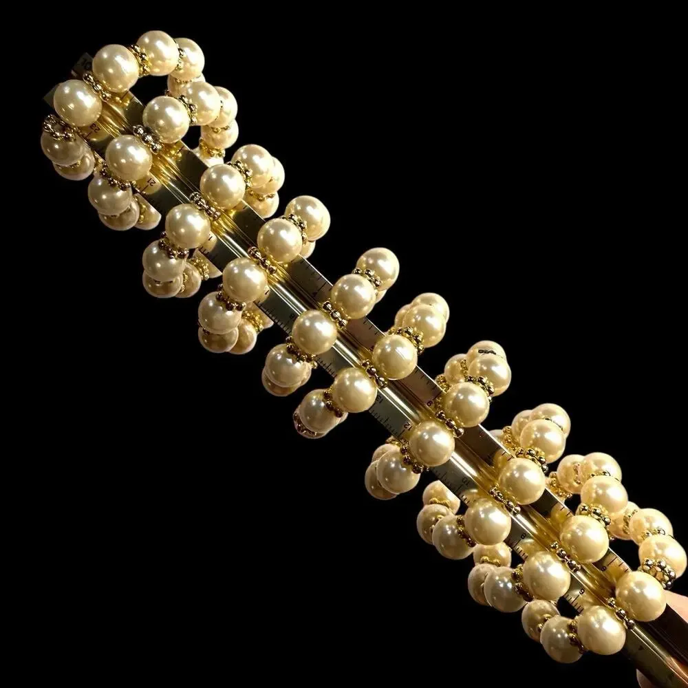 Faux Pearl And Gold Tone Spacer Napkin Rings Set Of 10